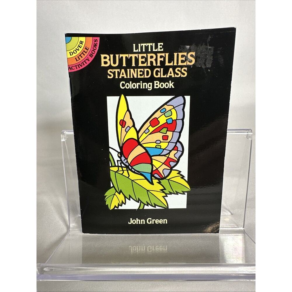 Little Dover Mini Coloring Book 8-10pg Stained Glass Butterflies Travel Fun